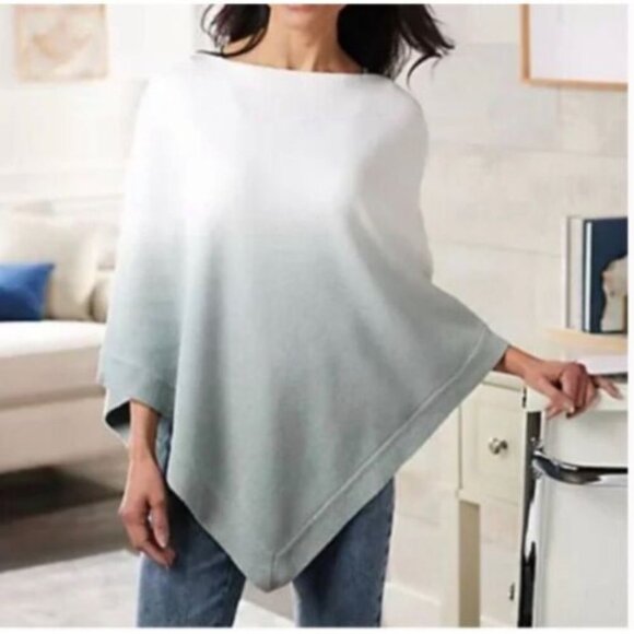 Barefoot Dreams Sweaters - Barefoot Dreams CozyChic Ultra Lite Ocean Breeze Poncho, Green Ombre Waterfall